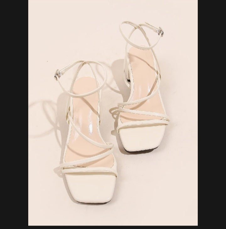 Trendy Block Heel Sandals for Girls – Stylish Strappy Party Shoes – Beige & Purple
