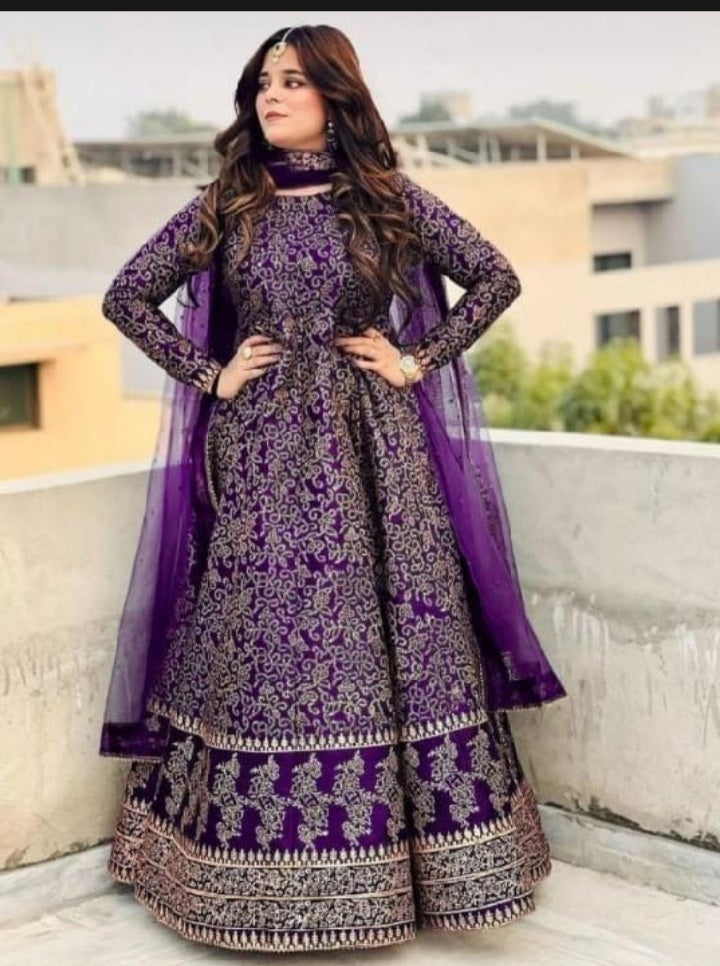 Katan Silk fancy Block Printed Three pieces For Girls