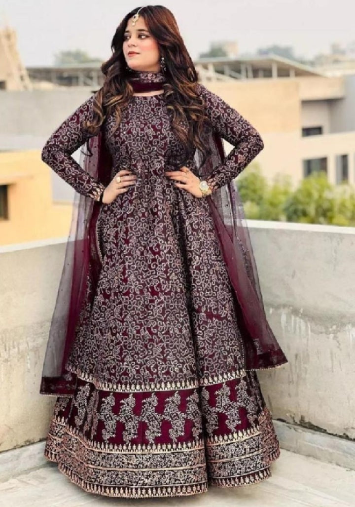Katan Silk fancy Block Printed Three pieces For Girls