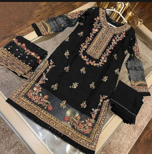 Stylish Embroidered Kurti for Women - 3-Piece Suit with Dupatta and Trouser, Free Size, Fancy Wedding Dress