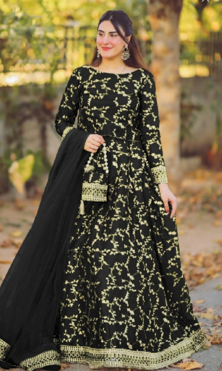 Fancy Shamooz Silk Lehenga Embroidery Four Pieces For Girls